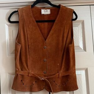 Suede Tobacco Colored Vest with Adjustable waist